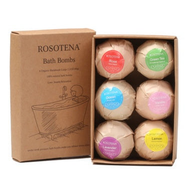 6 Bombes de Bain Bio – Bain Moussant aux Parfums Menthe, Lavande et Rose