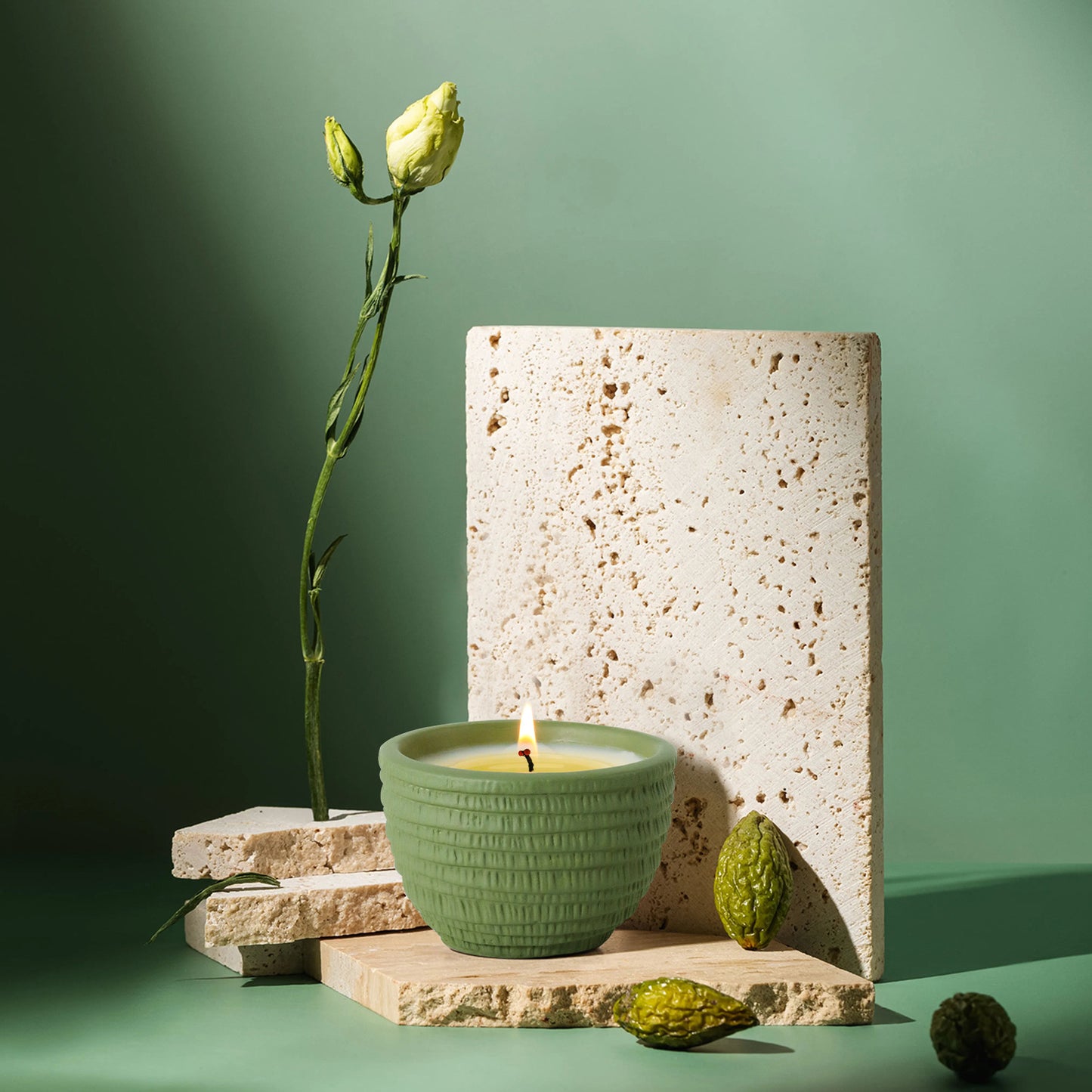 Bougies parfumées aromatiques sans fumée 100 g – Gobelet en ciment, cire de soja naturelle aux huiles essentielles