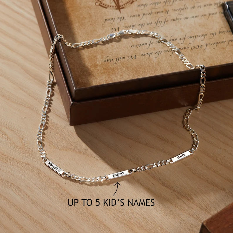 Collier pour papa avec les prénoms des enfants – Collier gravé pour papa