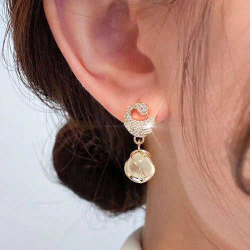 Boucles d’oreilles pendantes cygne en cristal, style cosy